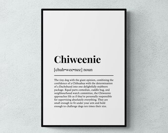 Chiweenie Definition Print, Funny Dog Wall Art, Dog Gift | Printable Digital Download