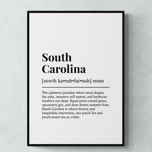 South Carolina Funny Definition Place USA Gift Wall Art Print | Printable Digital Download