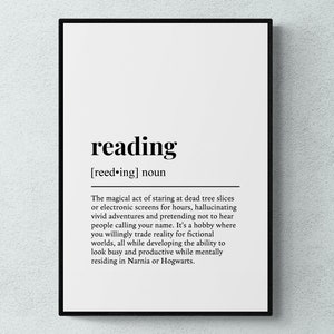 Grappige definitie lezen hobby cadeau muurkunst print | Afdrukbare digitale download