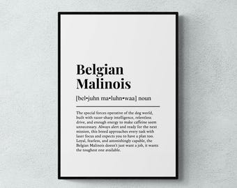 Lámina con la definición del pastor belga malinois, divertida lámina decorativa para pared con diseño de perro, regalo para amantes del malinois / descarga digital imprimible