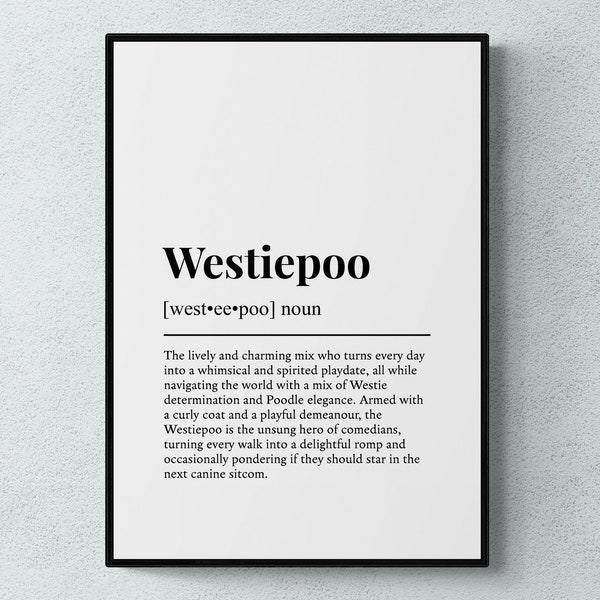 Westiepoo Funny Definition Dog Wall Art Print | Printable Digital Download