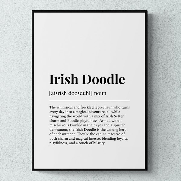 Irish Doodle Funny Definition Dog Wall Art Print | Printable Digital Download