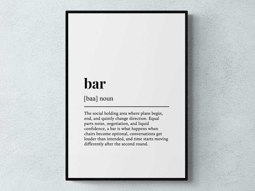 Bar Definition Print, Funny Drink Wall Art, Typography Print, Pub Gift ...