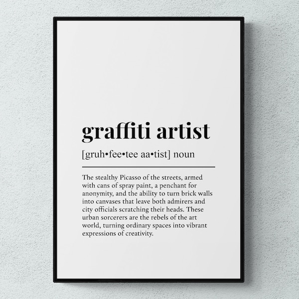 Graffiti Artist Funny Definition Hobby Gift Wall Art Print | Printable Digital Download