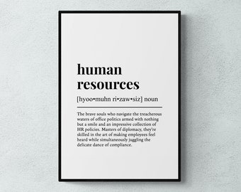 Personalwesen Definition Print, lustige Corporate Wandkunst, Bürodekoration, HR Geschenk | Druckbare digitale Datei