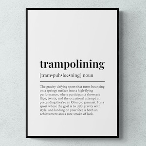 Trampolinspringen Lustig Definition Sport Geschenk Wand Kunst | Druckbare digitale Datei