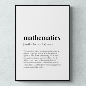 Mathematics Funny Definition Education Subject Gift Wall Art Print | Printable Digital Download