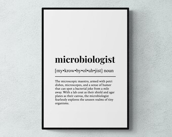 Microbiologist Definition Print, Funny Lab Wall Art, Office Decor, Biology Gift | Printable Digital Download