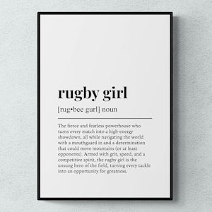 Rugby Girl Funny Definition Sport Gift Wall Art Print | Printable Digital Download
