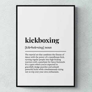 Kickboxen Lustig Definition Hobby Geschenk Wand Kunst Druck | Druckbare digitale Datei