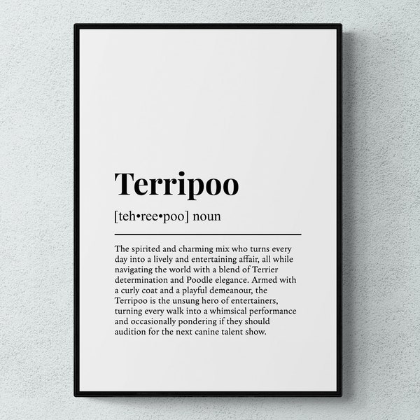Terripoo Funny Definition Dog Wall Art Print | Printable Digital Download