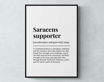 Lámina con la definición de seguidor de los Saracens, divertida lámina decorativa de equipo de rugby para pared, regalo de rugby