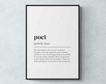 Poet Definition Print, Funny Poetry Wall Art, Office Decor, Writer Gift | Printable Digital Download
