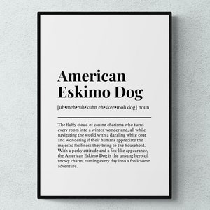 American Eskimo Dog Funny Definition Dog Wall Art Print | Printable Digital Download