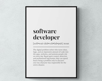 Software Developer Definition Print, Funny Coding Wall Art, Programmer Gift | Printable Digital Download