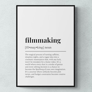 Filmowanie Zabawna Definicja Hobby Prezent Sztuka ścienna Wydruk | Do pobrania w wersji cyfrowej