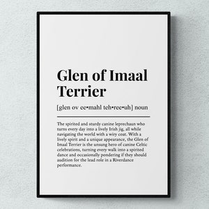 Glen of Imaal Terrier Funny Definition Dog Wall Art Print | Printable Digital Download