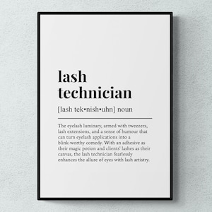 Lash Techniker Lustig Definition Job Arbeit Geschenk Wand Kunst Druck | Druckbare digitale Datei