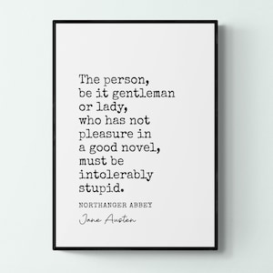 Jane Austen Typewriter Zitat Druck, Northanger Abtei Druck, Buch Zitat Poster, Buch-Liebhaber-Geschenk | Druckbare digitale Datei