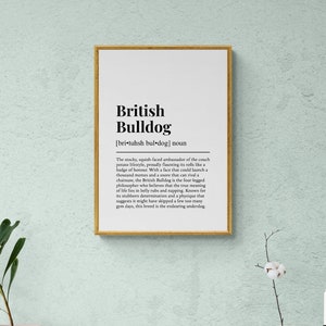 British Bulldog Definition Print, Funny Pet Wall Art, Dog Gift image 3