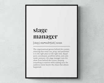 Stage Manager Definition Print, Funny Theatre Wall Art, Office Decor, Backstage Gift | Printable Digital Download