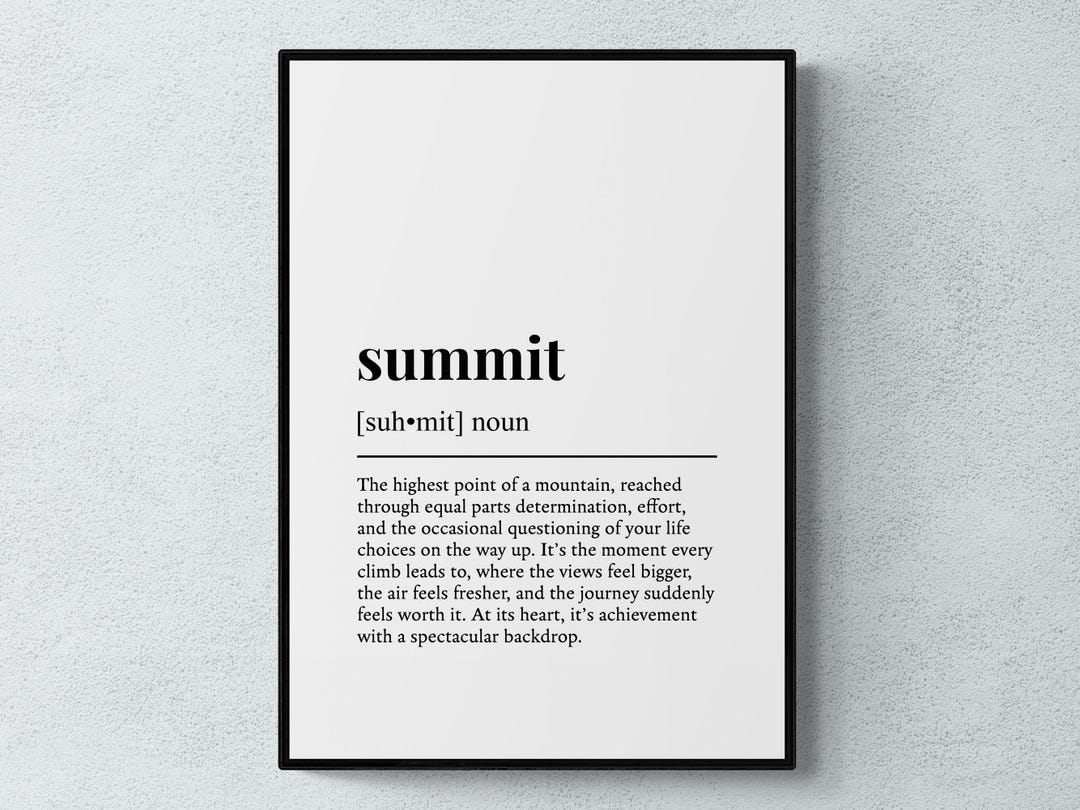 Summit Definition Print, Funny Mountain Wall Art, Hiking Gift - Etsy