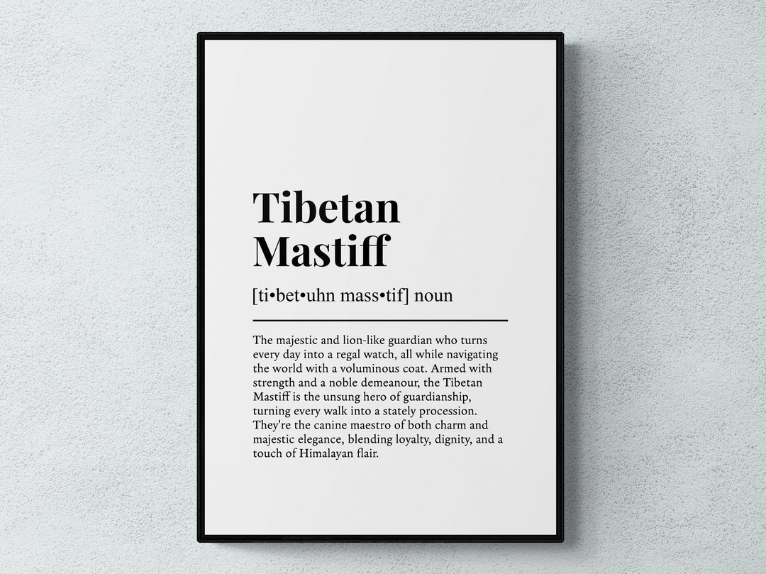 Tibetan Mastiff Funny Definition Dog Wall Art Print Printable Digital ...