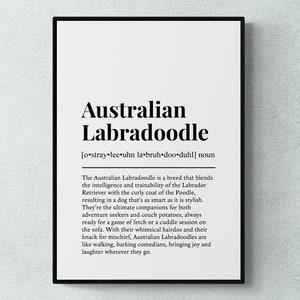 Australian Labradoodle Funny Definition Dog Wall Art Print | Printable Digital Download