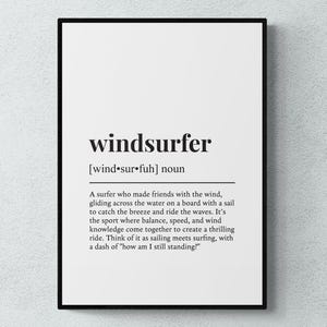 Windsurfer Funny Definition Hobby Gift Wall Art Print | Printable Digital Download