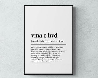 Yma O Hyd Definition Print, Welsh Phrase Wall Art, Cymraeg Gift | Printable Digital Download