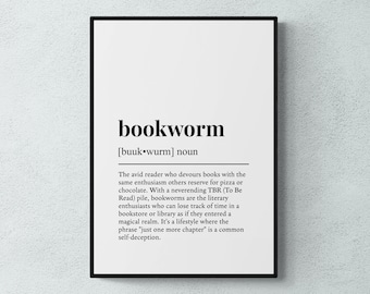 Stampa con definizione di topo di biblioteca, divertente decorazione murale a tema lettura, regalo per amanti dei libri / Download digitale stampabile