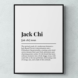 Jack Chi Funny Definition Dog Wall Art Print | Printable Digital Download