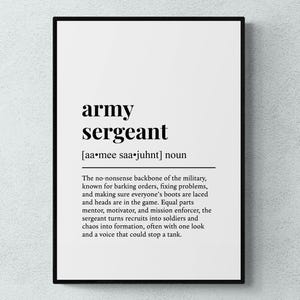 Army Sergeant Funny Definition Job Work Gift Wall Art Print | Printable Digital Download