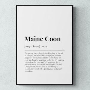Maine Coon Cat Funny Definition Wall Art Print | Printable Digital Download