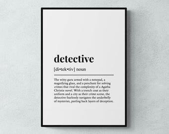 Detective Definition Print, Funny Crime Wall Art, Office Decor, Police Gift | Printable Digital Download