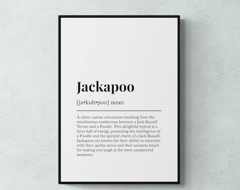 Stampa con definizione di Jackapoo, divertente decorazione murale con cane, regalo per Jack Russell e barboncino / Download digitale stampabile