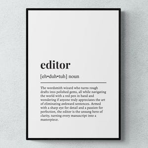 Redakteur Lustig Definition Job Arbeit Geschenk Wand Kunst Druck | Druckbare digitale Datei