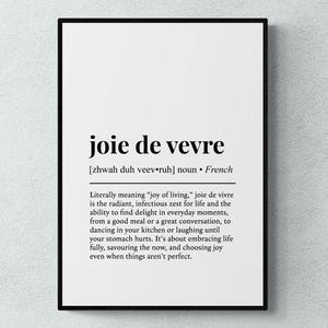 Impresión de arte mural "Joie De Vivre" (Definición de palabra francesa: alegría de vivir) / Descarga digital imprimible
