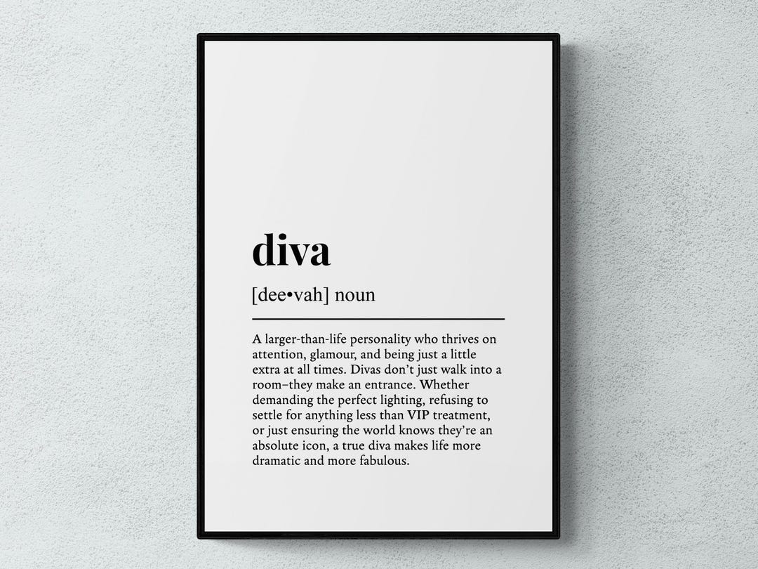 Diva Definition Print, Funny Chic Wall Art, Sassy Gift | Printable ...