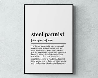 Definizione divertente di Steel Pannist Hobby Gift Wall Art Print / Download digitale stampabile