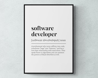Software Developer Funny Definition Job Work Gift Wall Art Print | Printable Digital Download