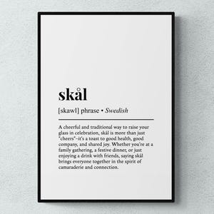 Skal Swedish Word Definition Scandinavian Gift Wall Art Print | Printable Digital Download