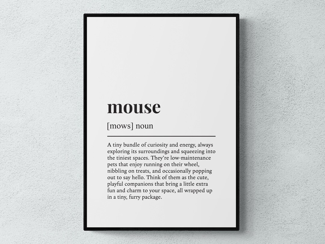 Mouse Funny Definition Pet Gift Wall Art Print Printable Digital ...