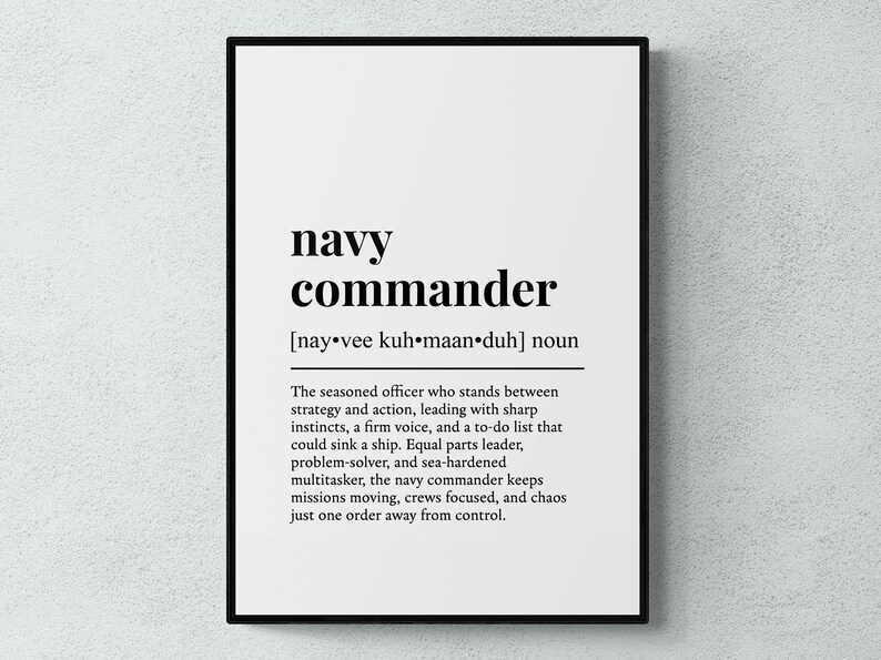Navy Commander Funny Definition Job Work Gift Wall Art Print ...