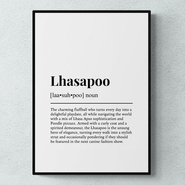 Lhasapoo Funny Definition Dog Wall Art Print | Printable Digital Download
