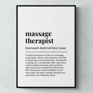 Massage Therapist Funny Definition Job Work Gift Wall Art Print | Printable Digital Download