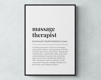 Massage Therapist Definition Print, Funny Spa Wall Art, Office Decor, Wellness Gift | Printable Digital Download