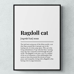 Définition du chat Ragdoll - Affiche, Décoration murale chat rigolo, Cadeau Ragdoll | Téléchargement numérique à imprimer