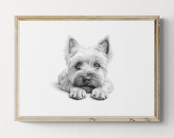 Cairn Terrier Print, Cute Dog Sketch, Cairn Terrier Gifts | Printable Digital Download