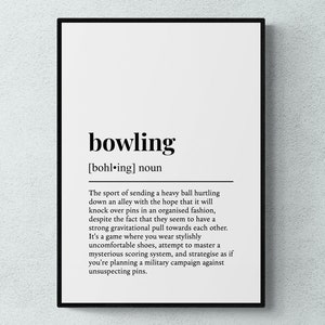 Bowling Definition Druck, lustige Sportwandkunst, Bowling Geschenk | Druckbare digitale Datei